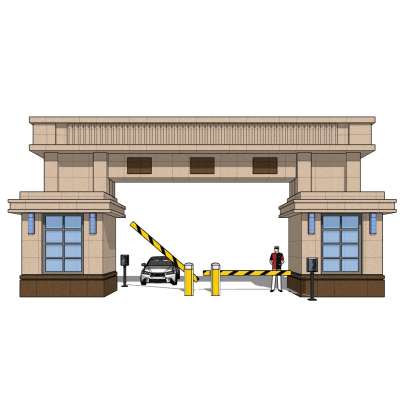 新古典小区门头免费su模型(1)