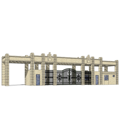 新古典小区门头免费su模型(1)