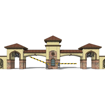 欧式小区门头免费su模型(1)