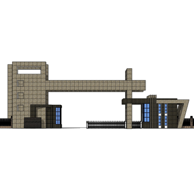 现代建筑门头免费su模型(1)