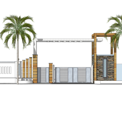现代小区门头免费su模型(1)