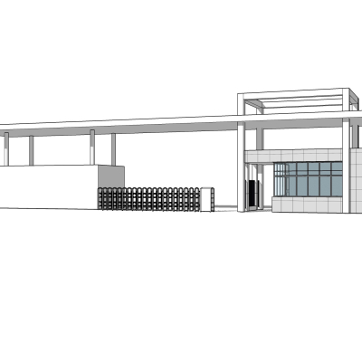 现代建筑门头免费su模型(1)