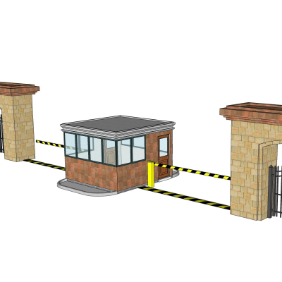 现代小区大门免费su模型(1)
