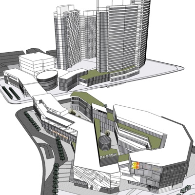 现代商业街免费su模型(1)