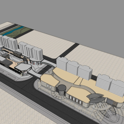 现代商业街免费su模型(1)