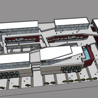 现代商业街免费su模型(1)