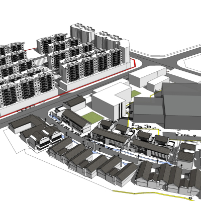 新中式商业街免费su模型