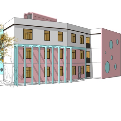现代教学楼免费su模型(1)