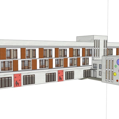 现代幼儿园外观免费su模型(1)
