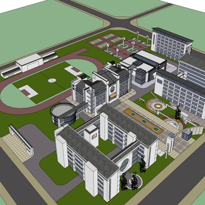 新中式学校规划免费su模型(1)