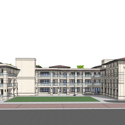 新中式教学楼免费su模型(1)