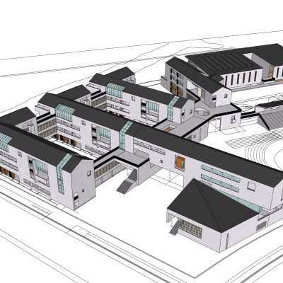 新中式教学楼免费su模型(1)