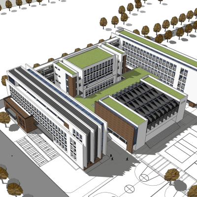 现代教学楼免费su模型(1)