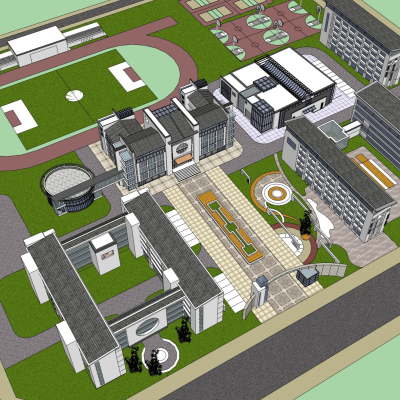 新中式学校规划免费su模型