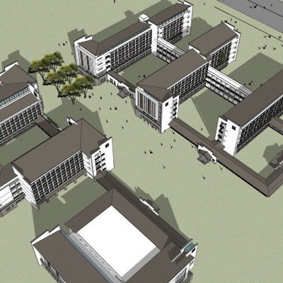 新中式教学楼免费su模型(1)