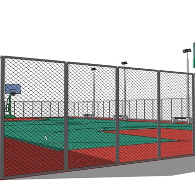 现代篮球场免费su模型(1)