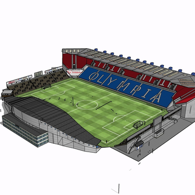 现代足球场免费su模型(1)