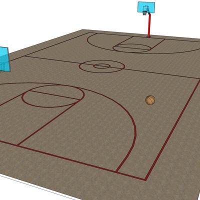 现代篮球场免费su模型(1)