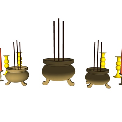 中式香炉圆鼎免费su模型(1)