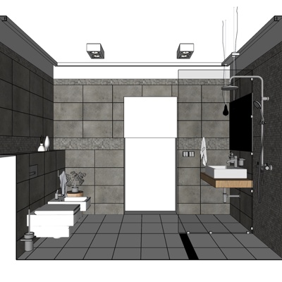 现代卫生间浴室免费su模型(1)