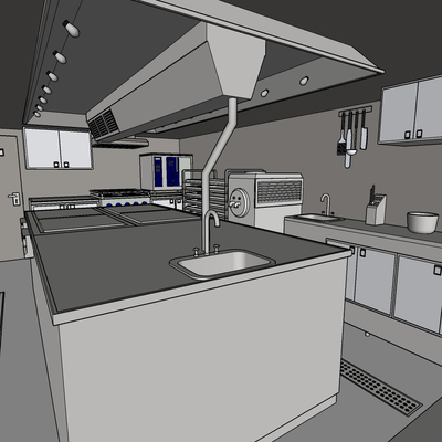现代厨房免费su模型(1)