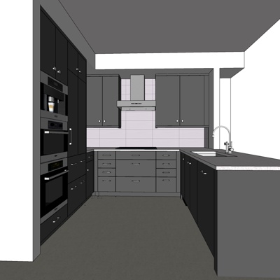 现代简约厨房免费su模型(1)