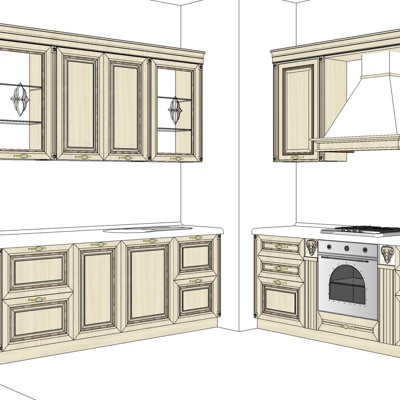 简欧厨房免费su模型(1)