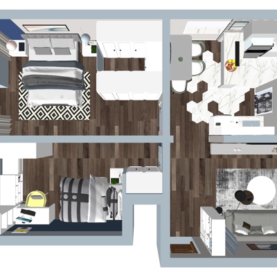 现代公寓整装免费su模型(1)