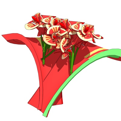 现代鸡冠花免费su模型(1)