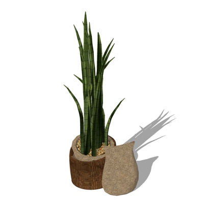 现代绿植盆栽免费su模型(1)