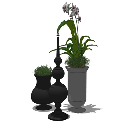 现代绿植盆栽免费su模型(1)