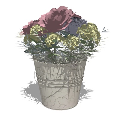 现代花卉盆栽免费su模型(1)