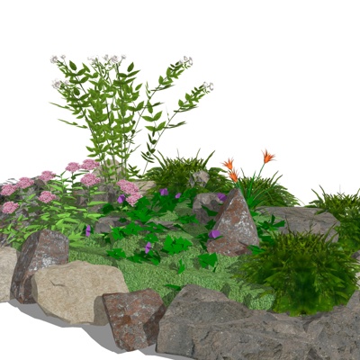 现代花草植物组合免费su模型(1)