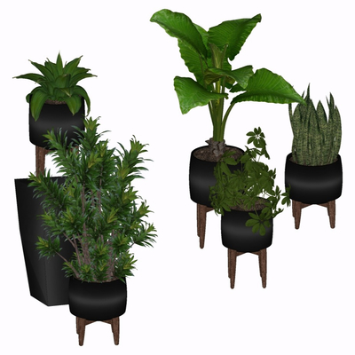 现代绿植盆栽免费su模型(1)