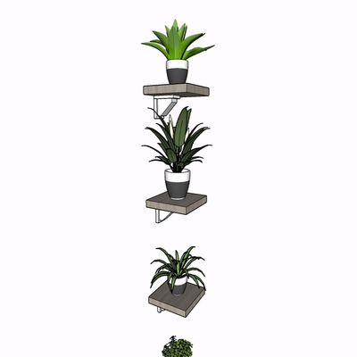 现代绿植盆栽免费su模型(1)