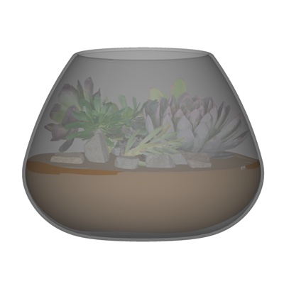 现代多肉植物盆栽免费su模型(1)
