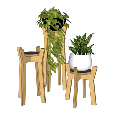 现代绿植盆栽免费su模型(1)