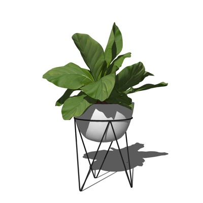 现代绿植盆栽免费su模型(1)