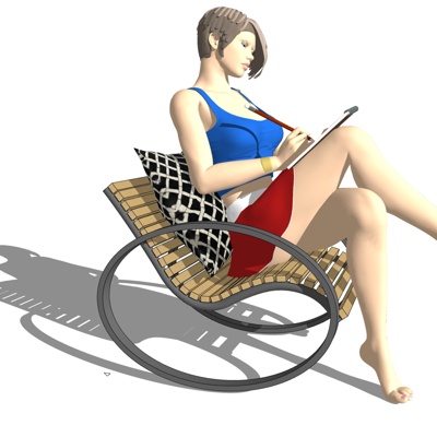 现代坐姿女士人物免费su模型(1)
