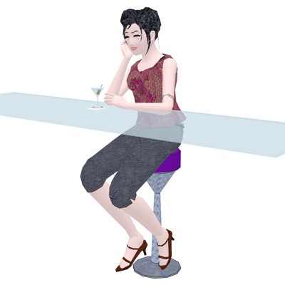 现代坐姿女性免费su模型(1)