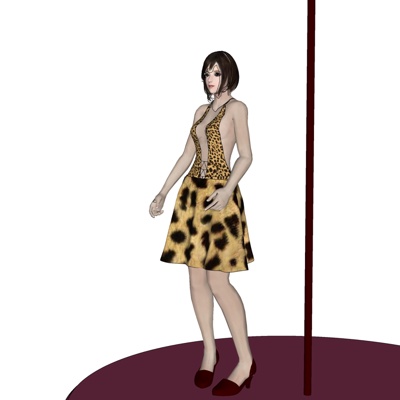 现代钢管舞女人免费su模型(1)