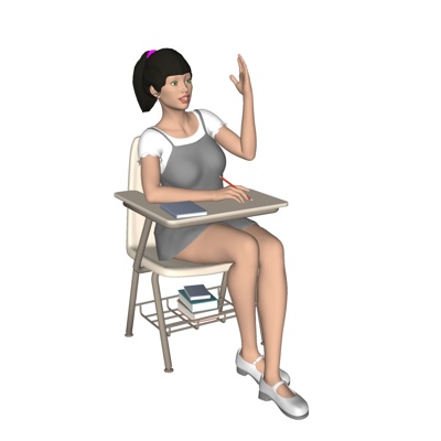 现代举手女孩免费su模型(1)