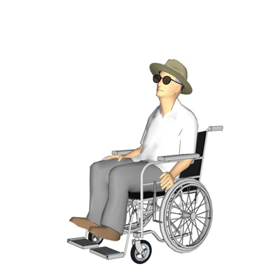 现代残疾老人免费su模型(1)