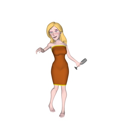 现代拿酒杯女人免费su模型(1)