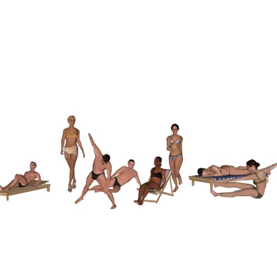 现代沙滩男女组合免费su模型(1)