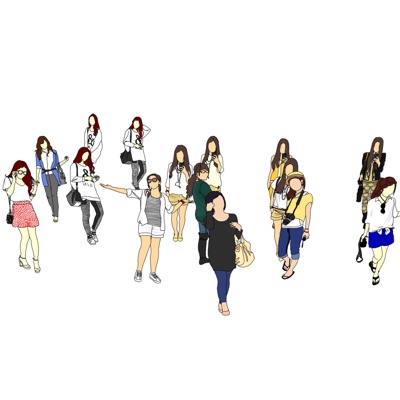 现代女士站姿免费su模型(1)