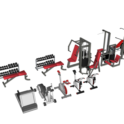 现代健身器材免费su模型(1)