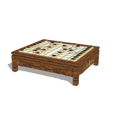 中式实木象棋盘免费su模型(1)