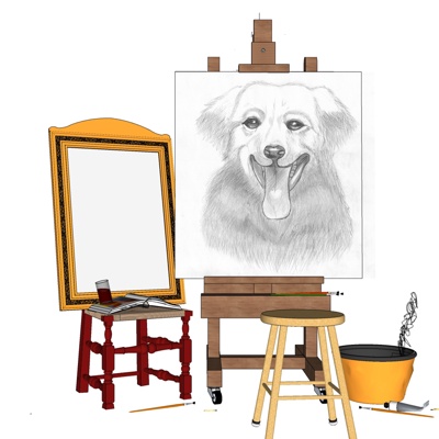 现代绘画工具免费su模型