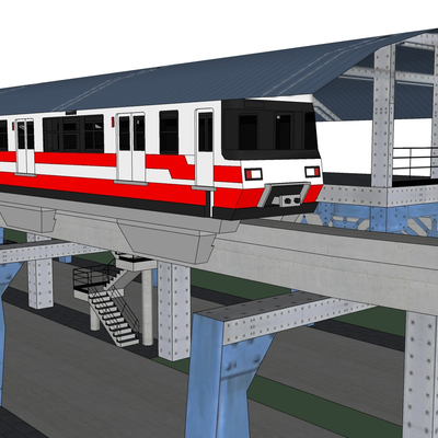 现代城市轻轨免费su模型(1)